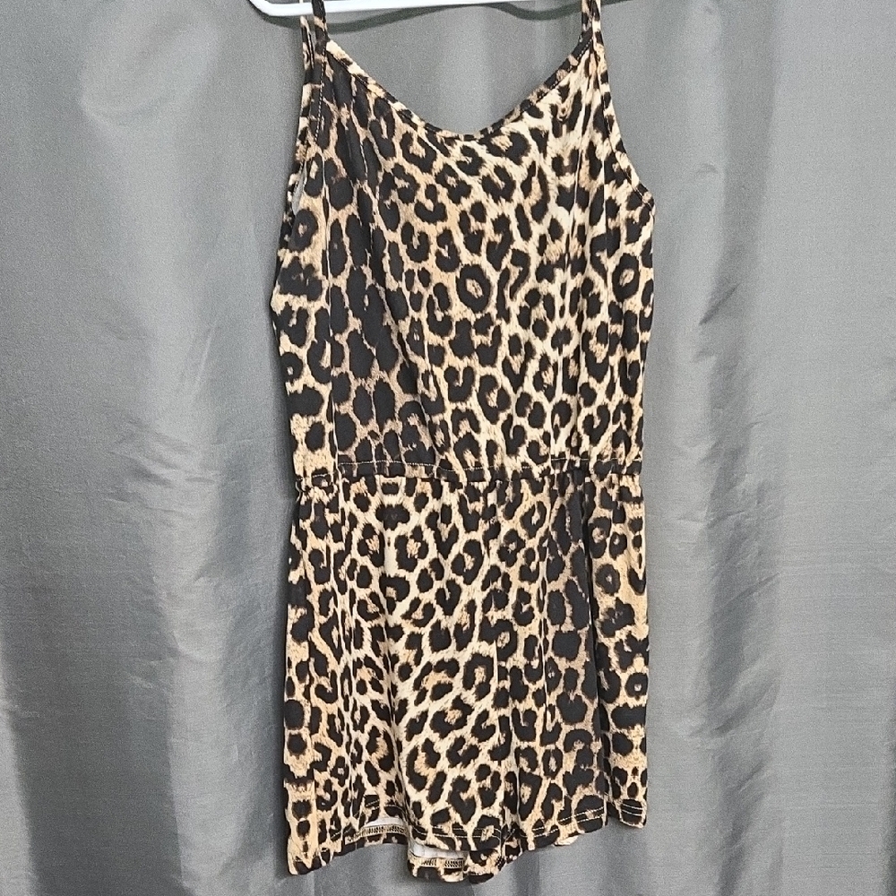 SHEIN Girls Leopard Print Brown & Black One Piece Romper